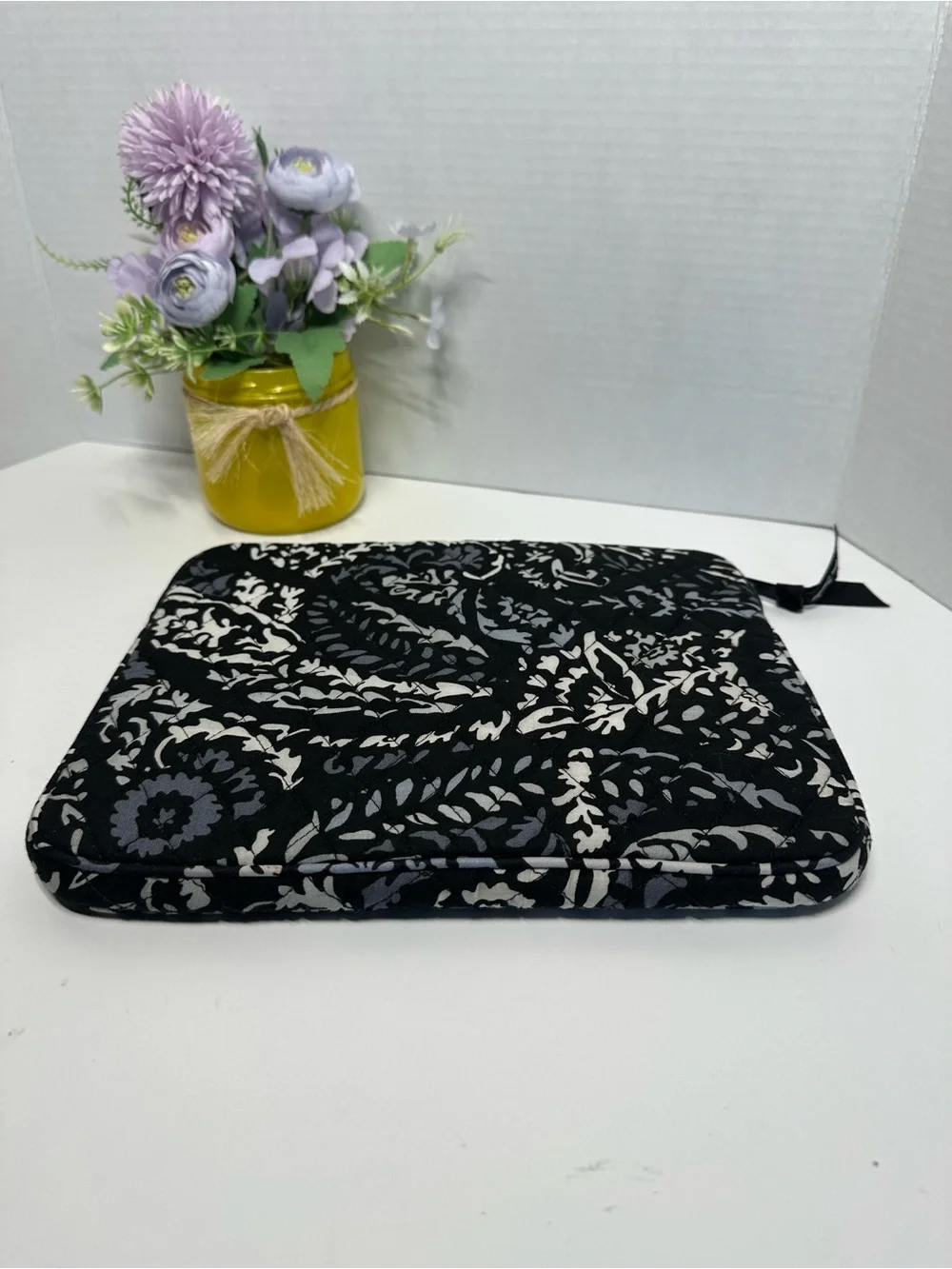 Vera Bradley Black & Cream Floral Quilted Zip Pouch